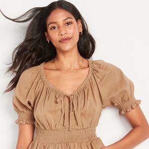 Puff Sleeve Smocked Poet Blouse Medium